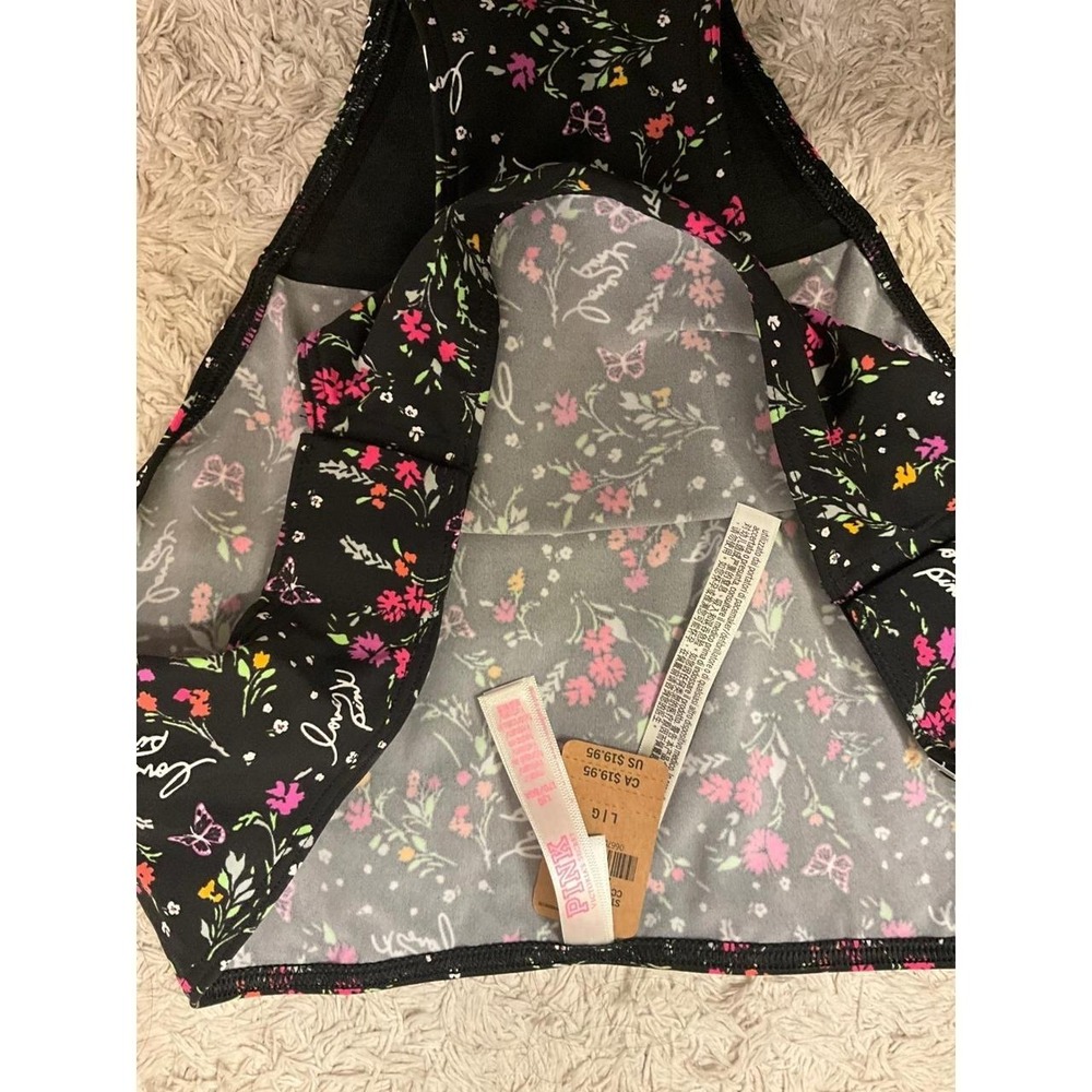 Victoria's Secret NWT PINK Adaptive Magnetic Floral Bikini Panties Black L - Picture 2 of 8